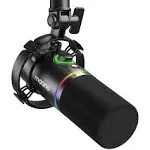 Maono XLR/USB Dynamic Microphone Kit, RGB Podcast Mic with Software, Mute, Gain Knob, Volume Control, Boom Arm for Streaming, Gaming, Voice-Over, Rec