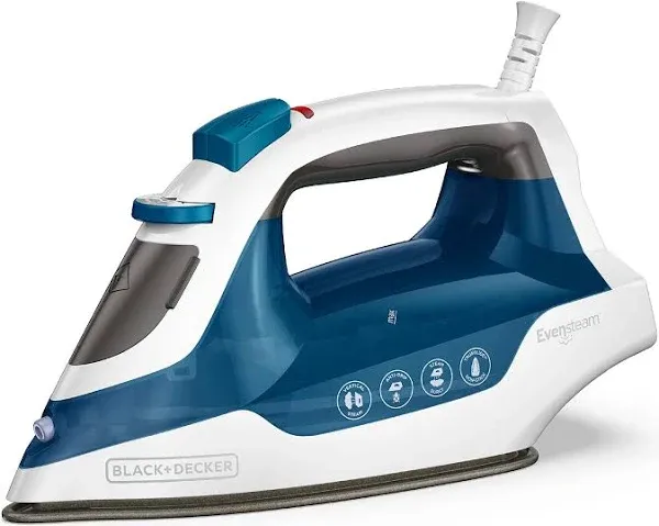 BLACK+DECKER EASY STEAM COMPACT IRON WHITE/BLUE SMARTSTREAM + VERTICAL STEAM NEW