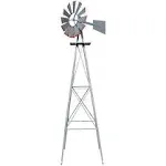 8 ft. Ornamental Windmill Backyard Garden Decoration Weather Vane with 4 Legs DESIGN-GREY