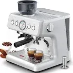 All-in-One Coffee Maker and Espresso Machine,15 Bar Semi-Automatic Coffee Maker with Bean Grinder and Milk Frother Steam Wand