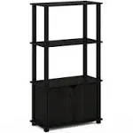 Furinno Brahms 4-Tier Multipurpose Display Shelf with Door - Espresso/Black