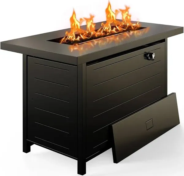 Ciays 42 inch Gas Fire Pit Table, 60,000 BTU Propane Pits for Outside with Steel Lid and Lava Rock, 2 in 1 Firepit Table Gatheri