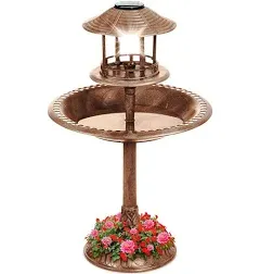 Solar Light House Pedestal Bird Bath Fountain Pool Unique Garden Patio Planter