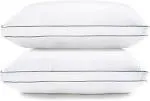 Lane Linen Bed Pillows for Sleeping - Pillows Queen Size Set of 2, Gusseted Supportive Firm Pillow for Side and Back Sleepers, Luxury Down