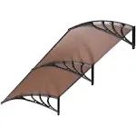 Polycarbonate Window Door Awning Canopy Brown with Black Bracket VIVOHOME