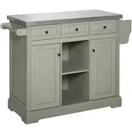 Rolling Kitchen Island with Stainless Steel Top - Industrial - Kitchen Islands And Kitchen Carts - by Imtinanz, LLC | Houzz