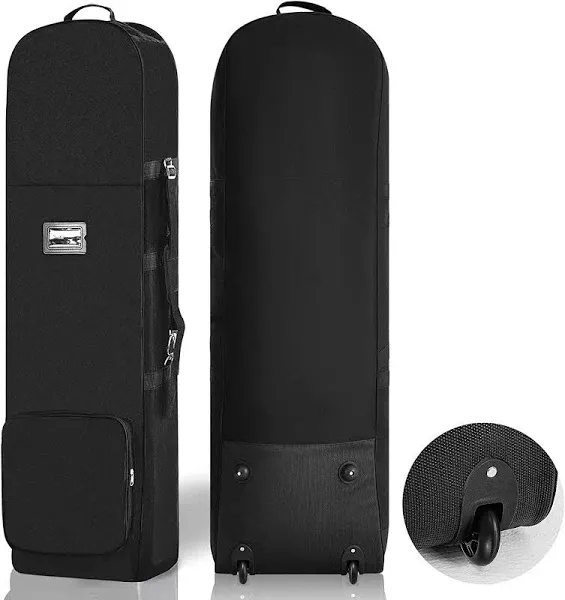 DAREKUKU Padded Golf Travel Bag with Wheels Soft-sided Foldable Golf Club Cover Travel Case for Airlines