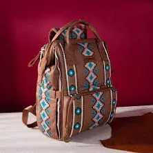 Montana West x Wrangler Aztec Baby Bag Backpack for Women Casual Daypack Travel Bags with Side Bottle Pockets