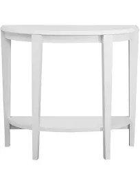 Monarch Specialties Console Table 36&#034; Half Moon Particle Board White + Storage