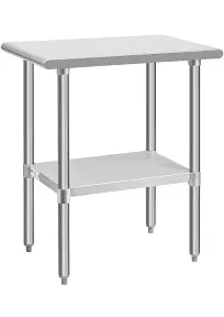 Hally Stainless Steel Table for Prep & Work 30 x 18 Inches, NSF Commercial Heavy Duty Table with Undershelf and Galvanized Legs for Restaurant, Home and Hotel