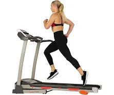 Sunny Health & Fitness Premium Folding Treadmill for Home with Adjustable Incline, Shock Absorption, Digital Monitor, Pulse Sensors, Speed Buttons, Optional Free SunnyFit App Bluetooth Connection