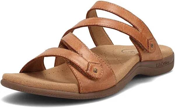 Taos Double U Premium Leather Women's Sandal - Stylish Adjustable Strap Design with Arch Support, Cooling Gel Padding for All-Day Enjoyment and Walking Comfort