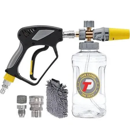 Tool Daily Foam Cannon with Pressure Washer Gun 5000 psi, Power Washer Gun with 3/8'' Swivel Quick Connector, Adjustable Foam Blaster, M22 and 1/4