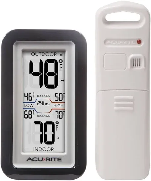 AcuRite 02043 Digital Thermometer with Indoor/Outdoor Temperature Black