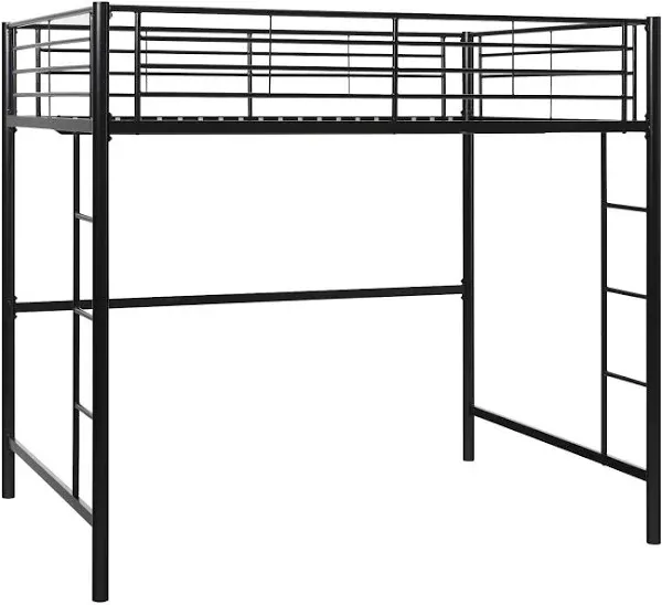 Walker Edison Full Metal Loft Bed, Black