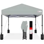 Best Choice Products 8x8ft Easy Setup Pop Up Canopy w/ 1-Button Setup, Wheeled Case, 4 Weight Bags - Silver