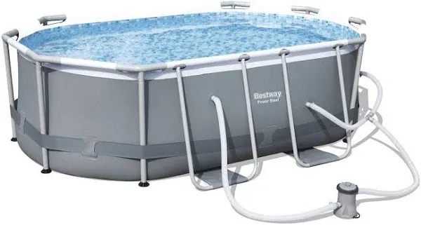 Bestway Power Steel 18' x 9' x 48" Oval Above Ground Outdoor Pool Set