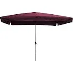 10x6.5ft Rectangle Aluminum Patio Umbrella Sunshade Crank Tilt Market Garden Yard Wine Red