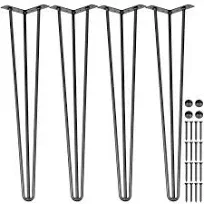 VEVOR Hairpin Table Legs 16" Black Set of 4 Desk Legs 880lbs Total Load Capacity Hairpin Desk Legs 3 Rods for Bench Desk Dining End Table Chairs Carbon Steel DIY Heavy Duty Furniture Legs