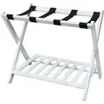 Casual Home Luggage Rack with Shelf - White