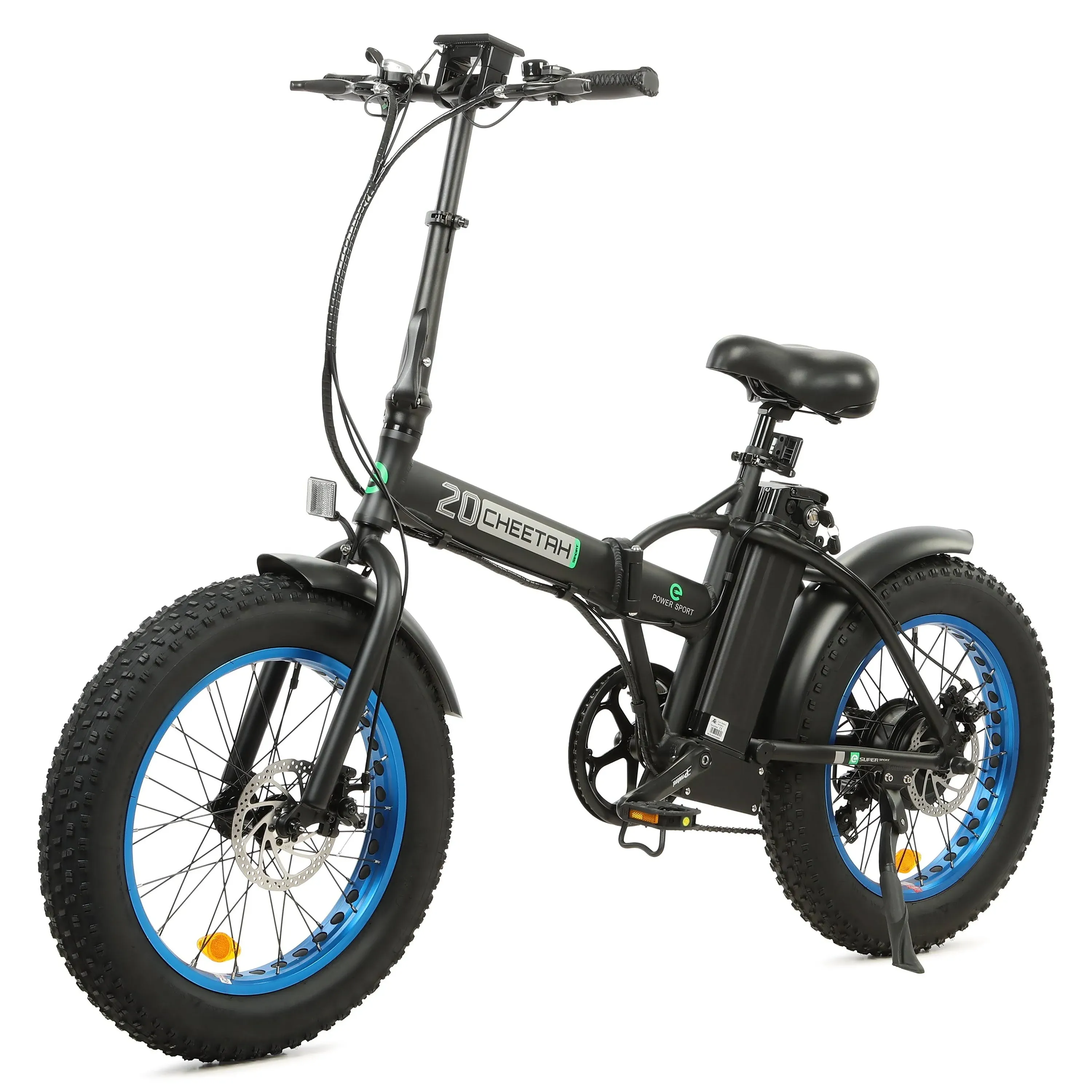 Ecotric 36V Fat Tire Portable and Folding Electric Bike - UL Certified, Black/Blue