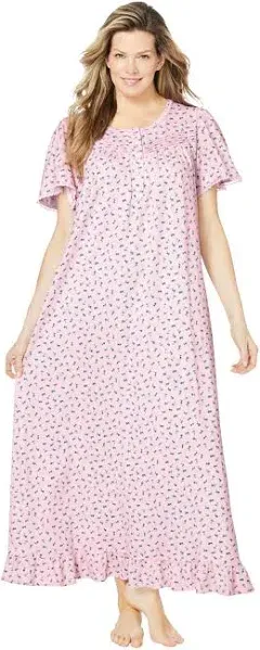 Plus Size Women's Long Floral Print Cotton Gown by Dreams & Co