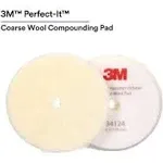 3M Perfect-It Random Orbital Wool Compounding Pad 34124, Coarse, White, 6 in (150 mm), 2 Pads/Bag