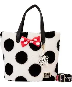 Loungefly Minnie Mouse Rocks The Dots Classic Sherpa Tote Bag