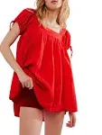 Free People Summer Camp Tunic in Fiery Red M