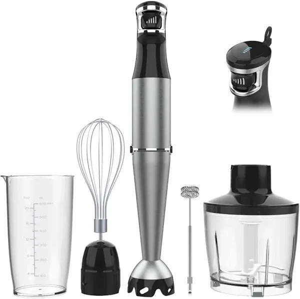 Immersion Blender Handheld Corded Hand 1100W, Trigger Variable Silver 