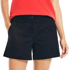 NEW Nautica Mid Rise Twill Short 5&#034; Inseam Women&#039;s Black Size 6 Zip Front Pkts.