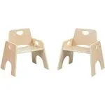 ECR4Kids Stackable Wooden Toddler Chair 10in 2-Pack Natural