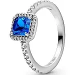 Pandora Blue Square Sparkle Halo Ring