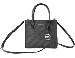 Michael Kors Mercer Medium Messenger Crossbody Bag MK Logo Signature Black