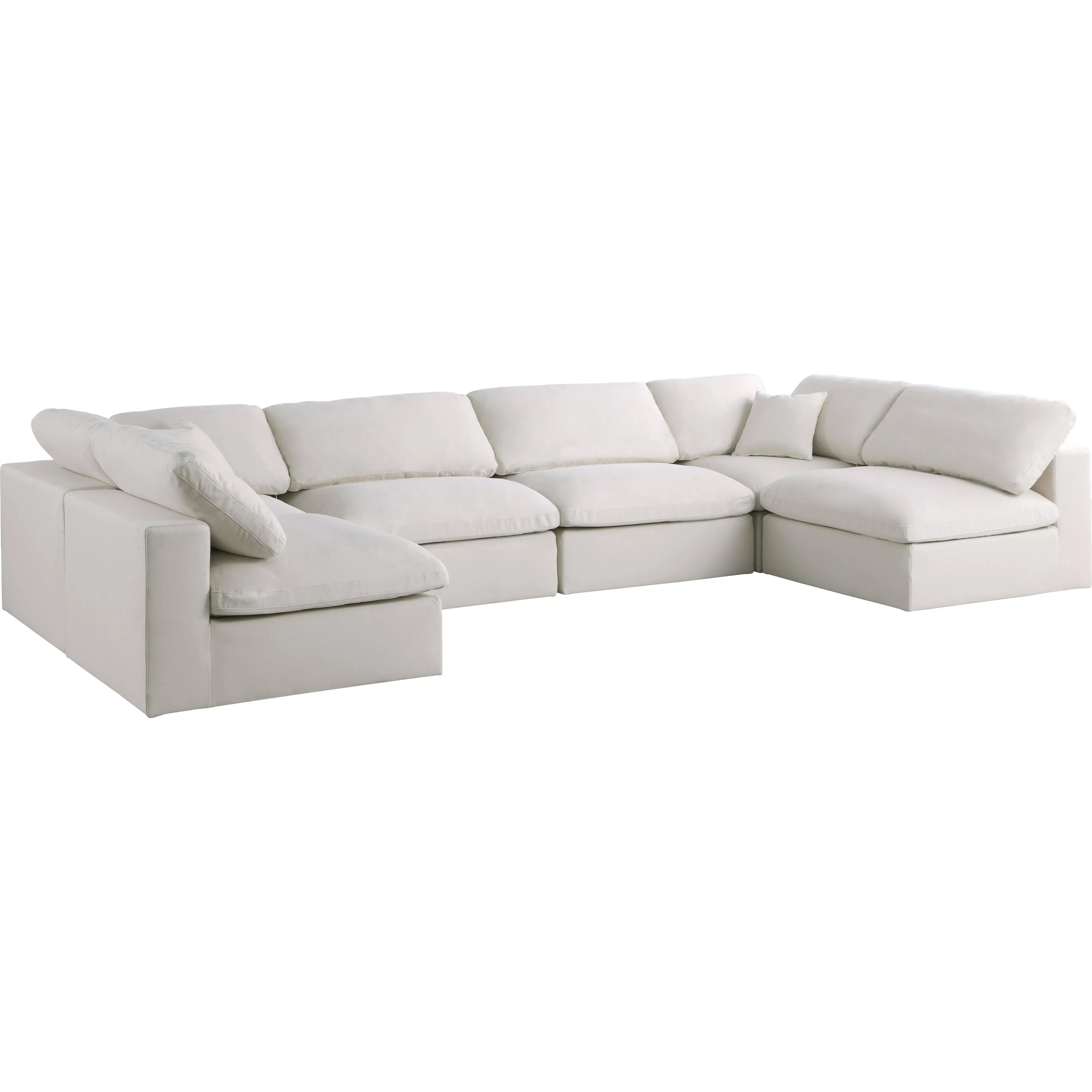 Plush - Velvet Standart Comfort Modular Sectional 6 Piece - Cream