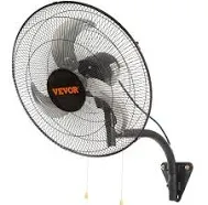 VEVOR 20 in. 3-Speed High Velocity Wall Mount Fan for 4650 CFM Oscillating Industrial Wall Fan Black