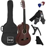 Best Choice Products 38in Beginner Acoustic Guitar Starter Kit w/ Gig Bag, Strap, Strings - Dark Brown