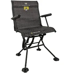 Hawk Stealth Spin Chair - Silent, Comfortable, Swiveling, Portable Chair for Camping, Hunting, Fishing, Backpacking, and More (Bone Collector Edition) , Black, 25"D x 24.75"W x 24.75"H