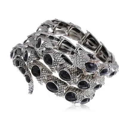 Alilang Egyptian Snake Rhinestone Stretch Cuff Wrap Bangle Bracelet