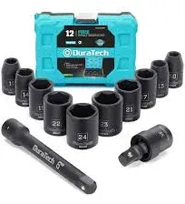 1/2 Inch Drive Impact Socket Set 12 Pieces 1024 Mm 10 Pieces Metric Sockets With