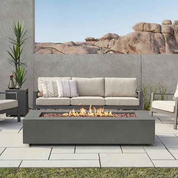 Real Flame Aegean 70" Rectangle Propane Fire Table Weathered Slate