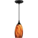 Vaxcel P0177 Milano Glass Smoky Fire Mini Pendant Oil Rubbed Bronze