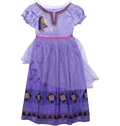 Disney Toddler/Little/Big Girls' Princess Fantasy Gown Nightgown, Purple Asha, 8