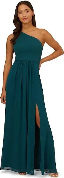 Adrianna Papell One-Shoulder Chiffon Gown