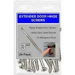 Satin Silver Nickel Wood Screws 9 x 3 inch – Extra Long Door Hinge Screws - Door Security Screws - 24 Pack