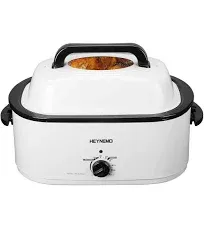 26QT Electric Roaster Oven, Electric Turkey Roaster with Viewing & Self-basting Lid, Stainless Steel Turkey Roaster Oven, White