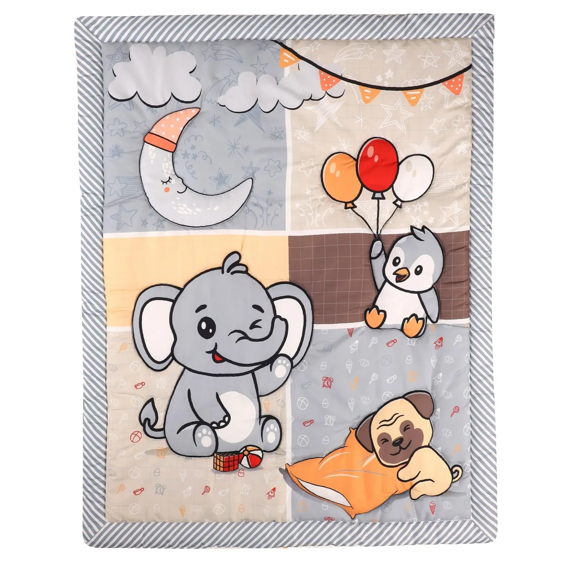 Elephant Moon Crib Quilt for Baby Boys and Girls | Microfiber Crib Comforter ...