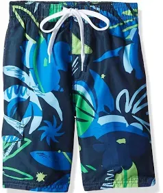 Kanu Surf Boys&#039; Echo Quick Dry UPF 50+ Beach Swim Trunk, Waterfront Black/Aqua,