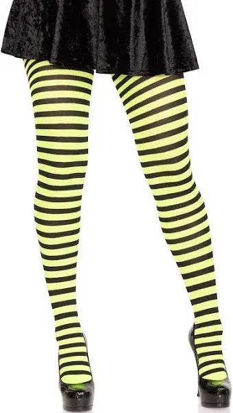 Leg Avenue Nylon Striped Tights Stockings Dance Intimates 7100 opaque cosplay 