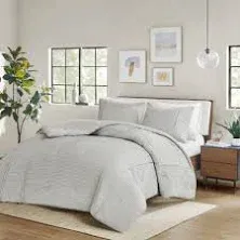 Apollo Full/Queen 3 Piece Striped Seersucker Oversized Comforter Set